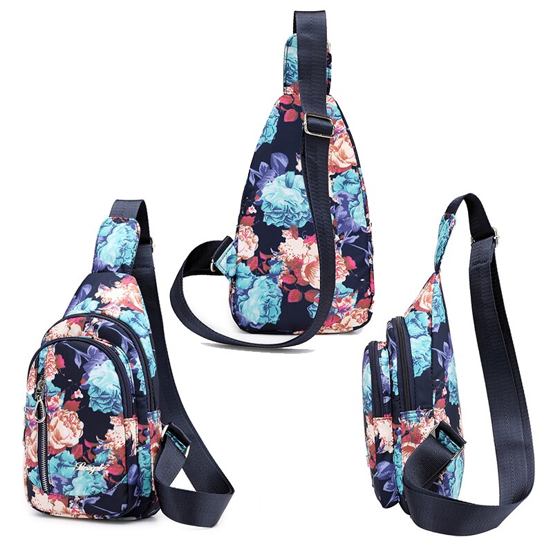 Motivo Floreale di modo Delle Signore di Sacchetto di Petto di Alta Qualità Warterproof Borsa Da Viaggio in nylon Sacchetto di Crossbody per Le Donne fionda Borsa messaggero Borsa