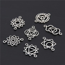 21Pcs 7 Chakra Zilver Kleur Zinklegering Mandala Yoga Charme Connector Om Hanger Fit Handgemaakte Sieraden