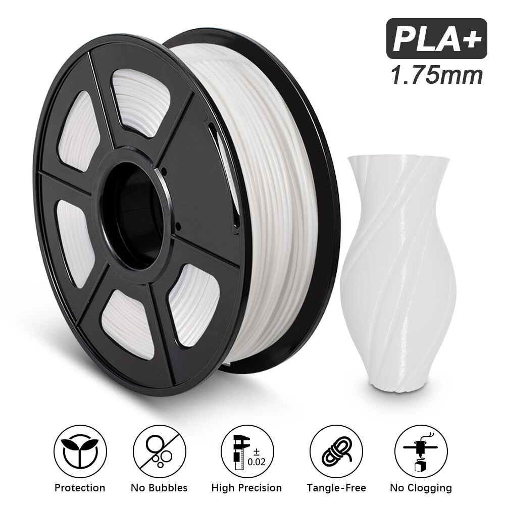 Filament d'imprimante 3D 1kg PLA Plus PLA + dureté élevée qui respecte l'environnement 1.75mm tolérance +/-0.02mm matériel d'impression 100% aucune bulle: PLA PLUS  WHITE