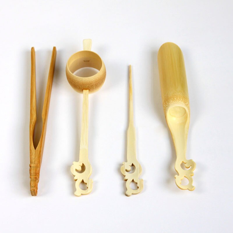 Natuurlijke Bamboe Theelepel Thee Naald Clip Schop Theezeefje Pincet Scoop Japanse Thee Set Theewaar Accessoires Handgemaakte Carving