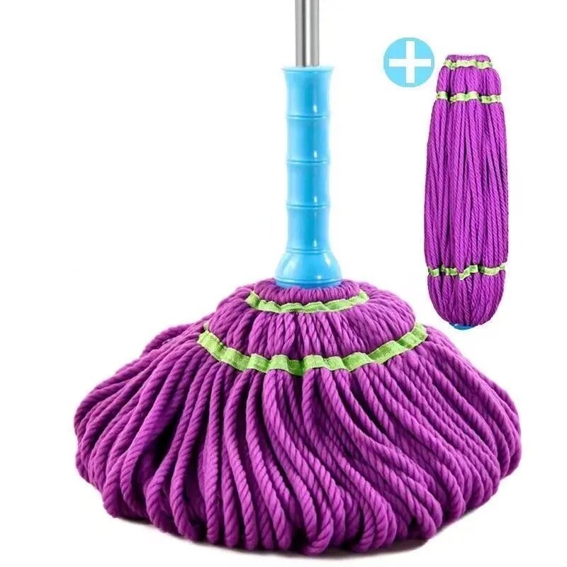 Serpillière ronde à torsion automatique, outil pratique pour essuyer les fenêtres à presser à la maison, nettoyage ménager, tampons de sol: purple within 2 pads