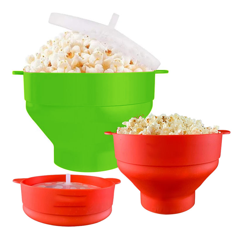 Silikon Mikrowelle Popcorn Popper bpa frei zusammen klappbare Popcorn Schüssel mikrowellen geeignete Popcorn Maker mit Deckel spülmaschinen fest