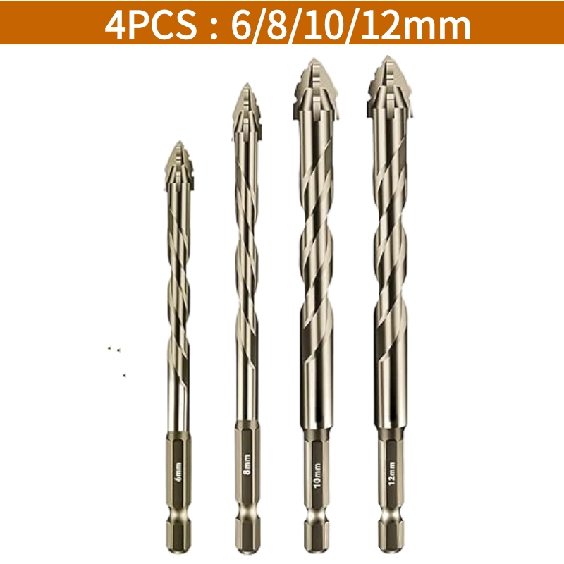 Juego de brocas excéntricas de diente de sierra de cuatro flautas, 12 Uds., 3-12mm, para baldosas de hormigón, cerámica, perforación de madera, juego de brocas para mampostería, herramientas