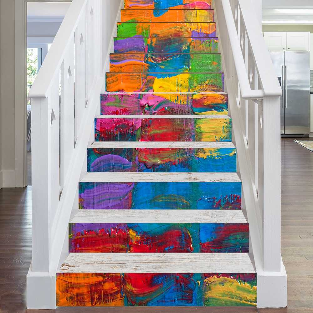 Abstract Art Painting Vinyl Staircase Sticker For House Stairs Decoration DIY Wall Stickers Waterpoof Peel &amp; Stick PVC Wallpaper
