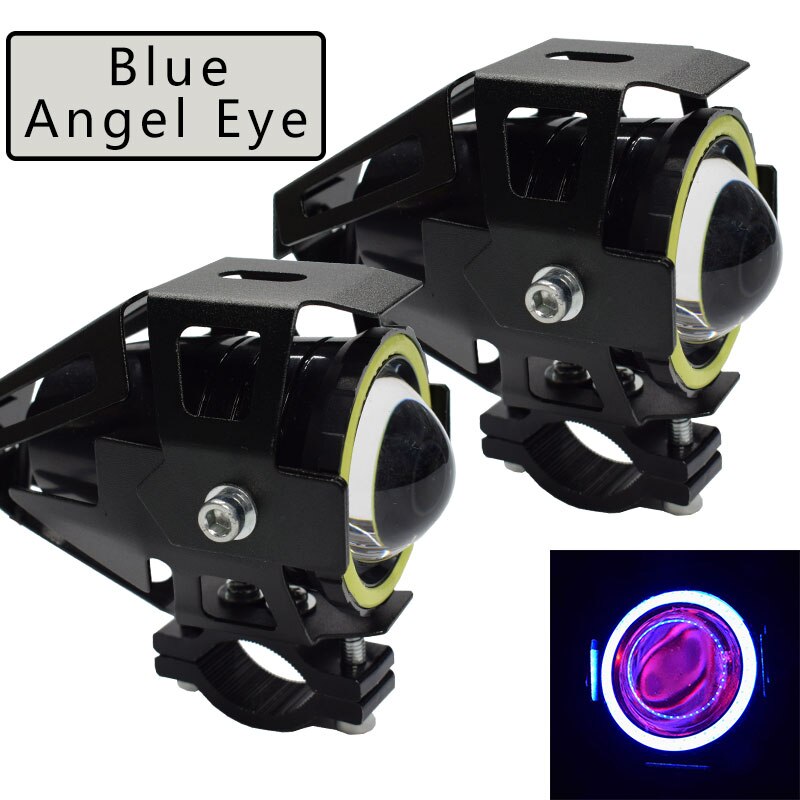 2 sztuk 125W U7 motocykl anioł diabelskie oko reflektor DRL reflektory doprowadziło lampa motocyklowa jazdy światła przeciwmgielne: niebieski anioł Eye