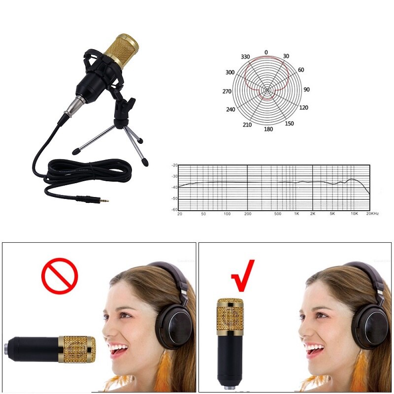 COOL DIER BM800 Condenser Microphone Mikrofon Condenser Sound Recording MIC With Shock Mount For Radio Braodcasting