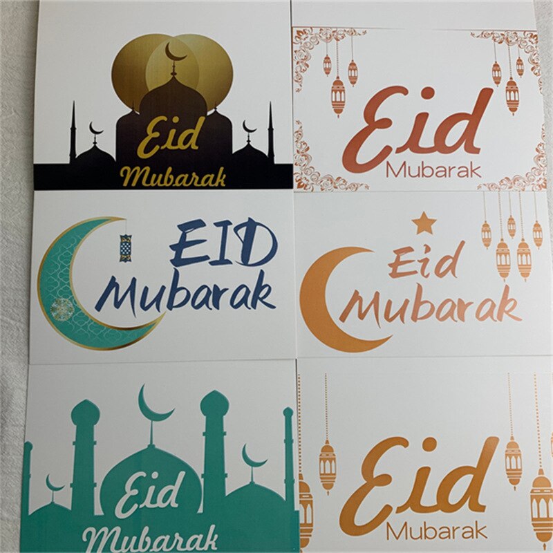 6 Pcs Eid Mubarak Invitation Cards Church Ramadan Islamic Muslim Greeting Card