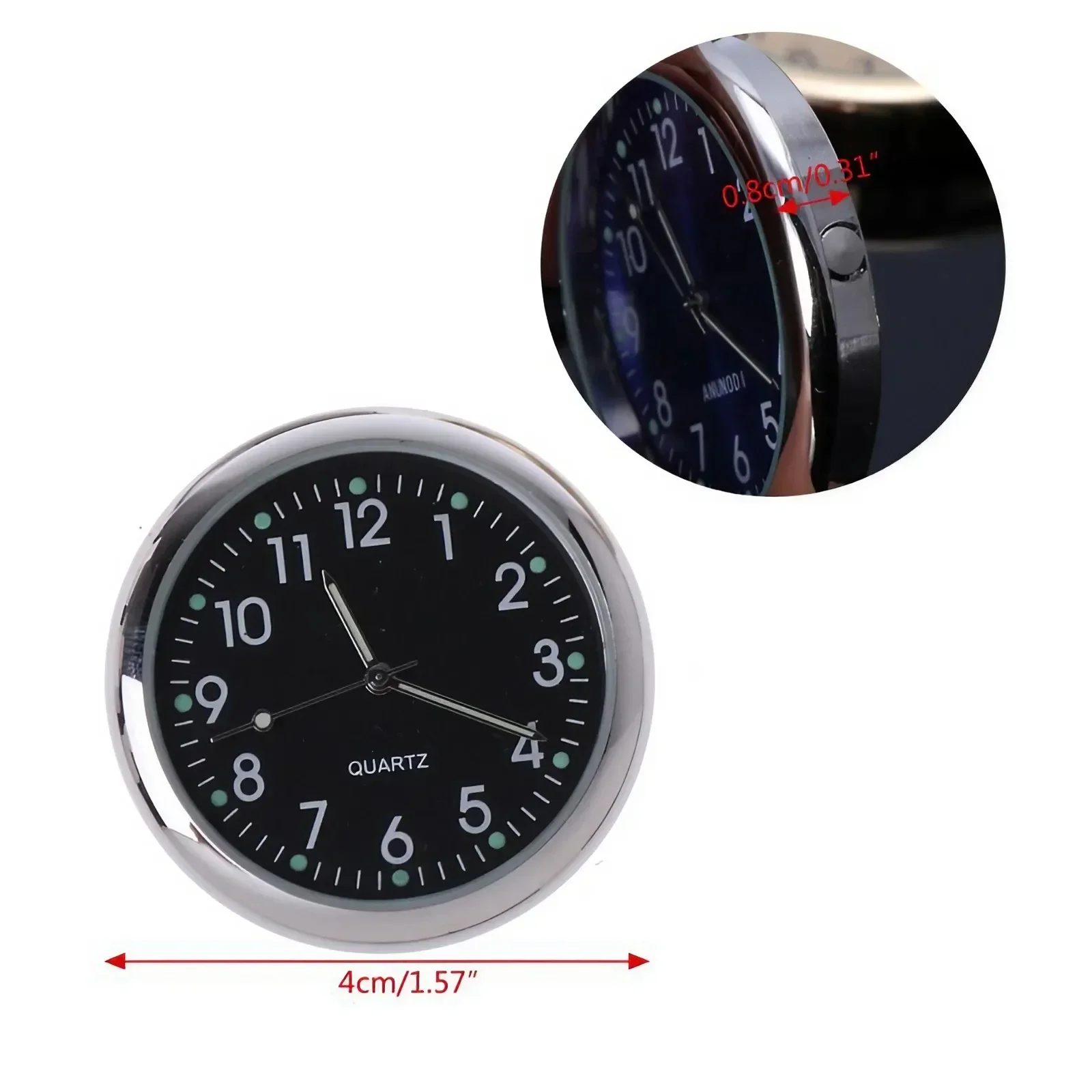 Horloge ronde universelle pour voiture, bâton sur tableau de bord LED, décoration pour SUV et accessoires d'intérieur de véhicule