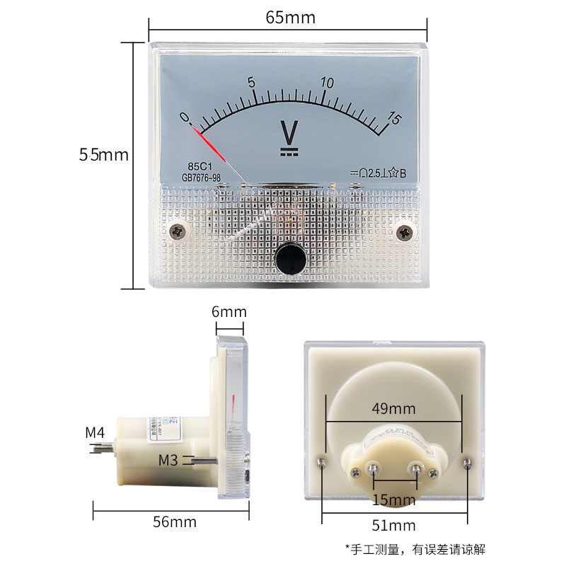 85c1-V Tafel Gleichstrom Spannung Volt Analog Messgerät Voltmeter 5V-1000V 85 c1 Spannungs messer Voltmeter