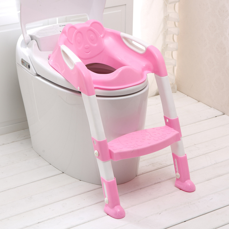 Baby Potty Training Seat Children's Potty Baby Toilet Seat With Adjustable Ladder Infant Toilet Training Folding Seat: Pink