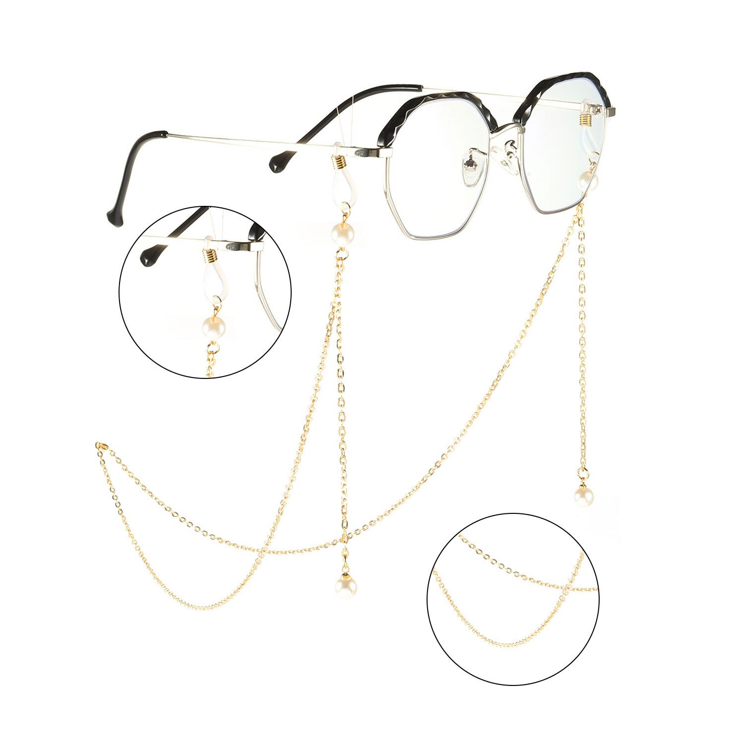 femmes lien chaîne perle perles lunettes chaînes Silicone lunettes cordon cristal lunettes de soleil collier bande accessoires