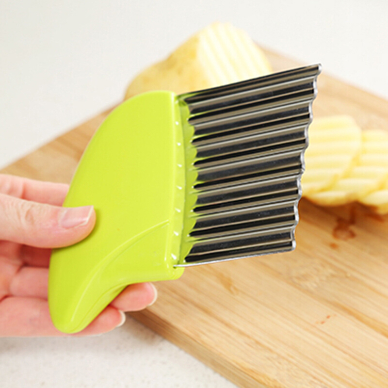 Potato Cutter Potato Chip Slicer Stainless Steel Wavy Knife French Fry Chip Cutter Vegetable Slicer Cutting Tools Cooking Tools