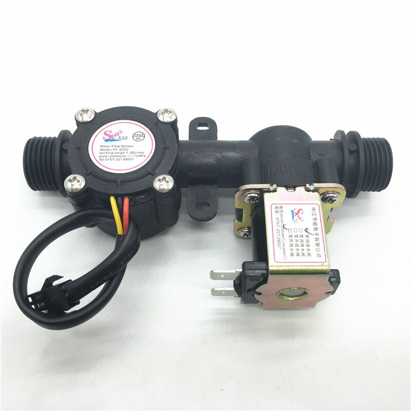 G1/2 Water Flow Sensor + Solenoid Valve , Plastic One Valve 1-30L/Min