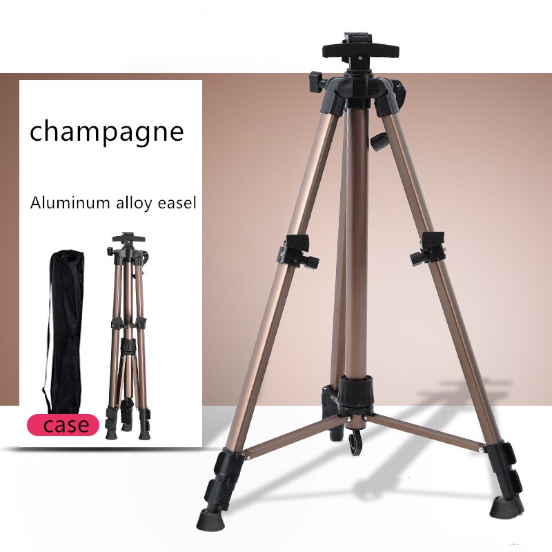 Portable Adjustable Metal Sketch Easel Stand Foldable Travel Easel Aluminum Alloy Easel Sketch Drawing For Artist Art Supplies: champagne