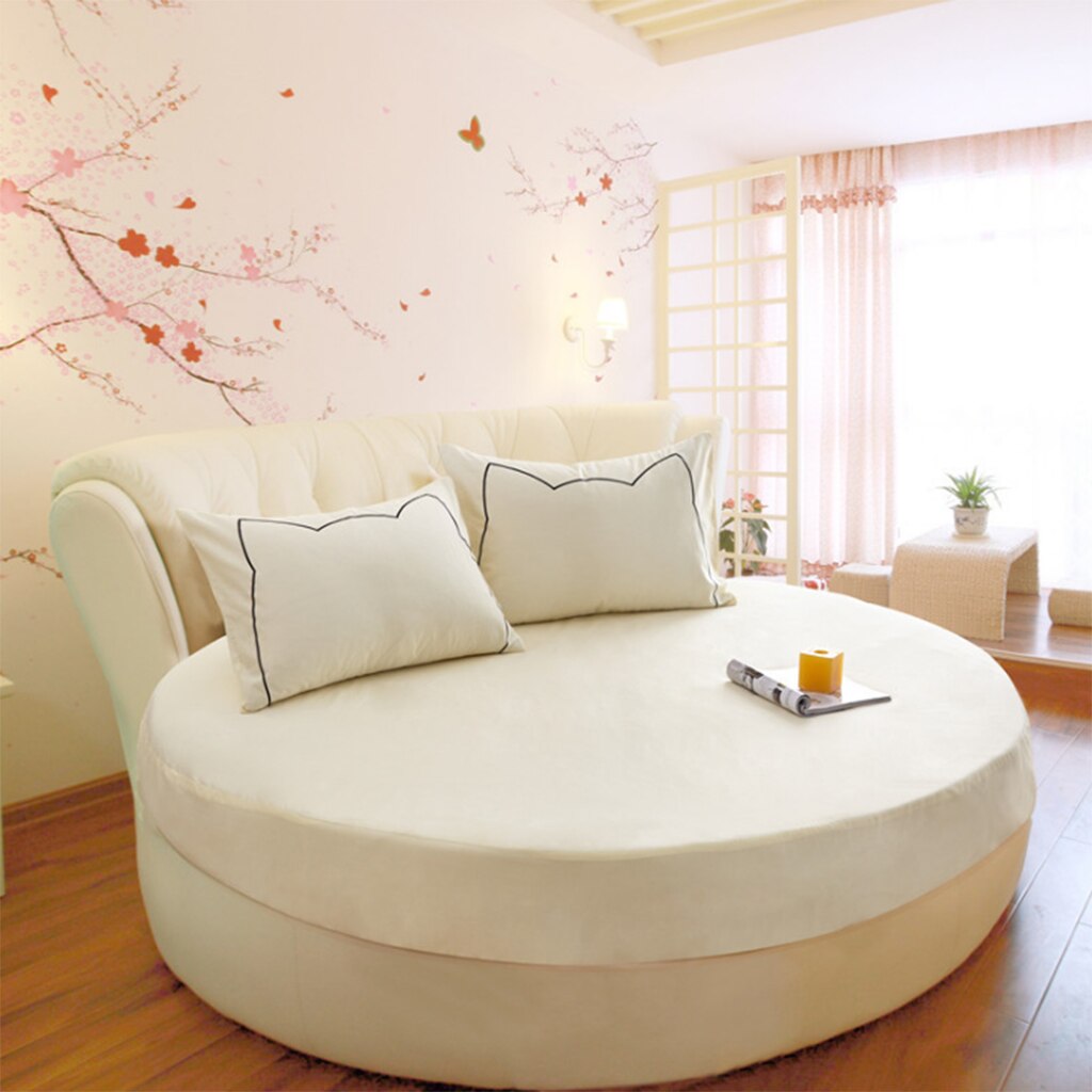Hotel Home Round Bed Sheets Extra Soft Pure Cotton Breathable Bed Covers 86 Inch Diameter