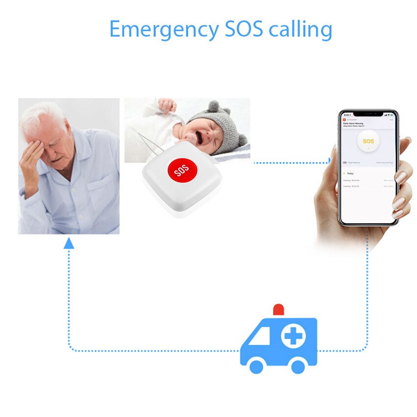 Botón de llamada de emergencia inteligente, sistema de alerta de llamada de enfermera, buscapersonas inalámbrico para el hogar/Ancianos/pacientes, vibración