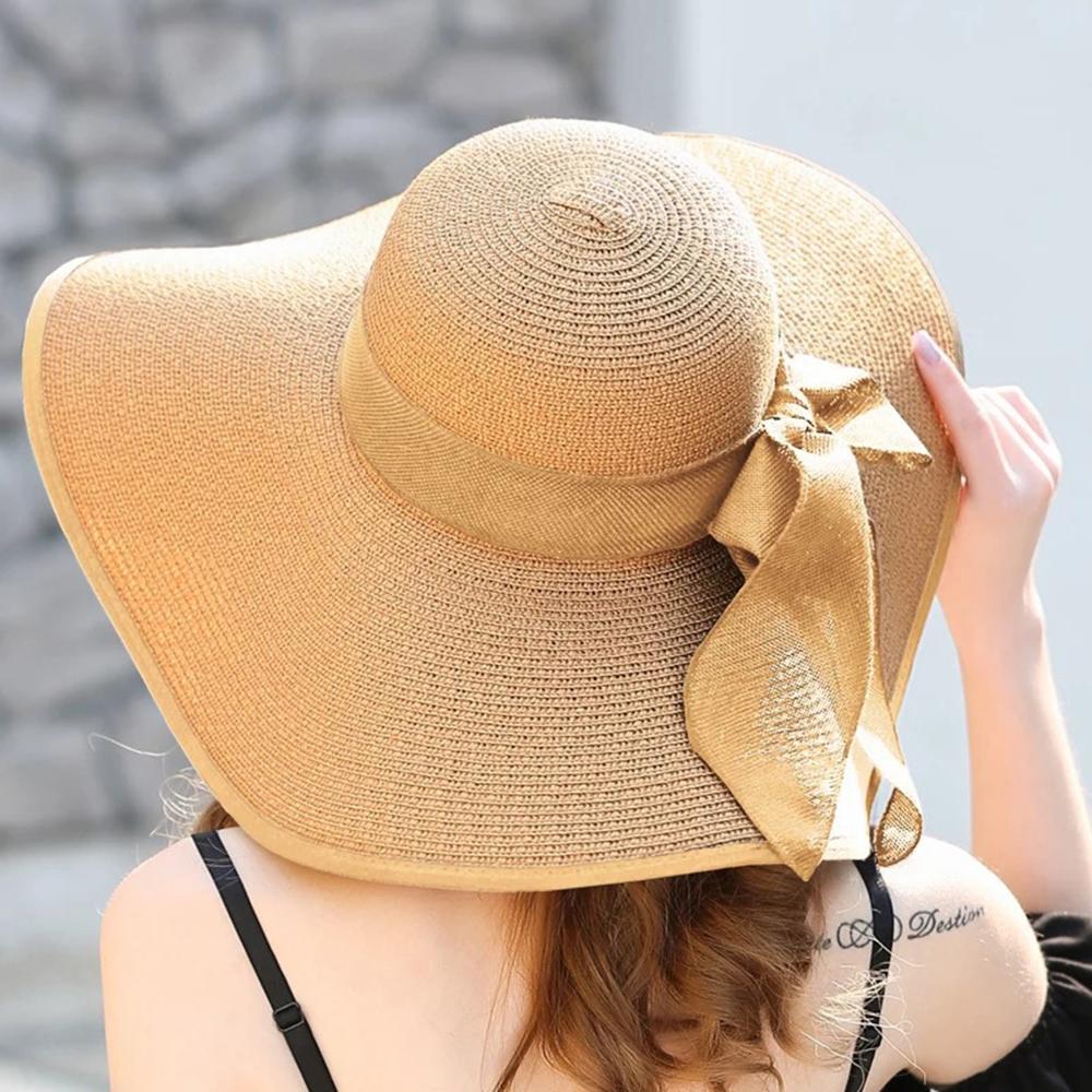 Women Straw Hats Sun Hats Wide Brim Sun Beach Straw Hats Summer Cap: 6