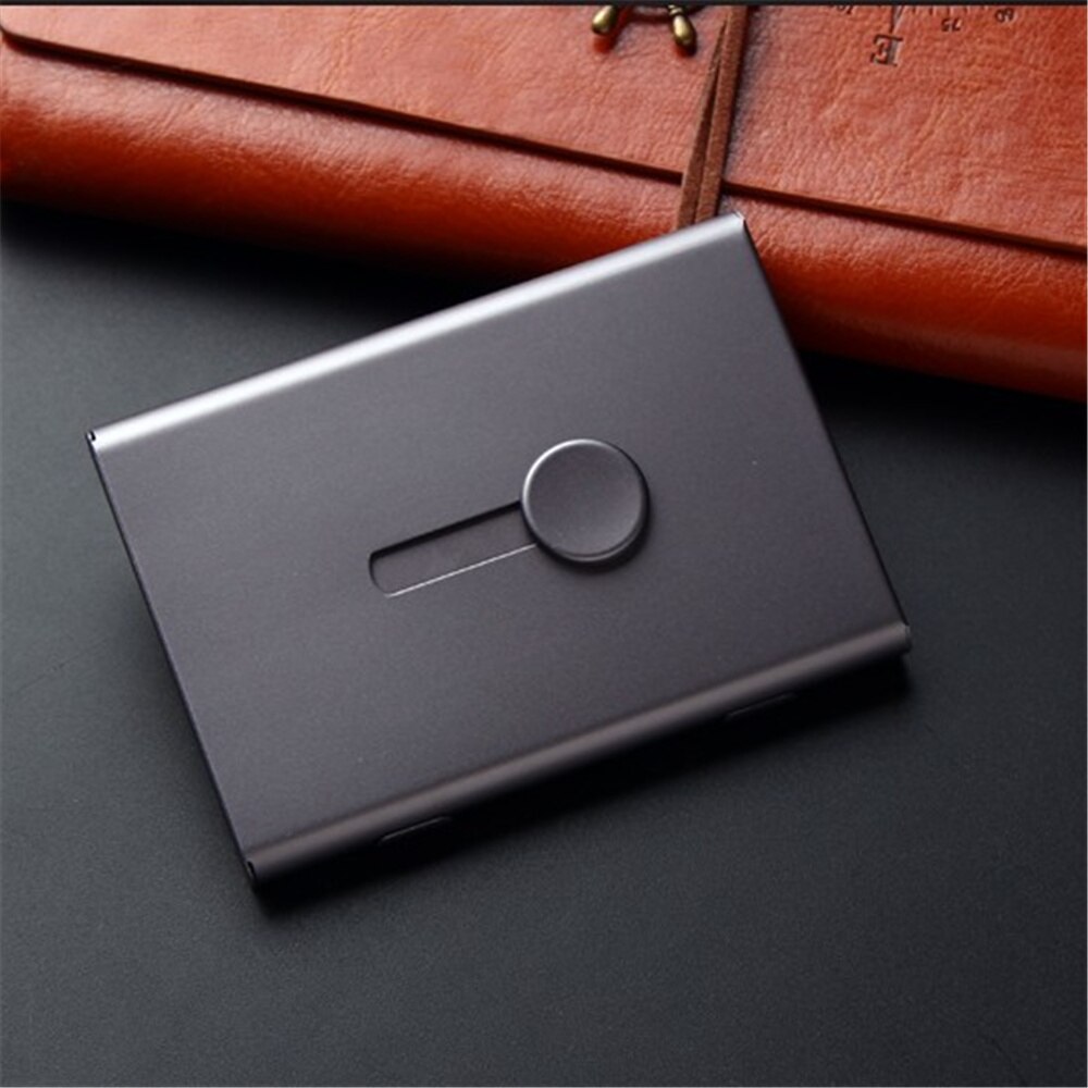 Hand push Business Name Cards Wallet Holder Aluminum Metal Pocket Case