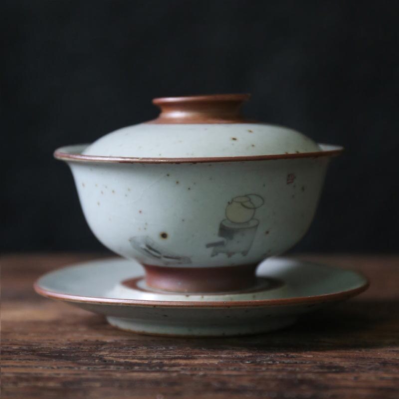 150ml japansk stil groft keramik gaiwan keramisk kung fu te sæt kinesiske mestre kop te terine tekop te skåle hjem te: -en