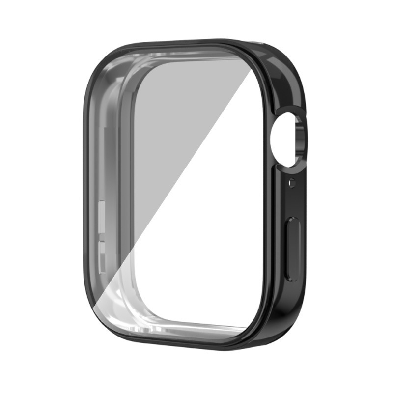 Tempered Glass Watch Cases For Huawei Watch Fit 3 All-Around Screen Protector Hard PC Bumper Watch Case For Huawei Watch Fit3: Red Black