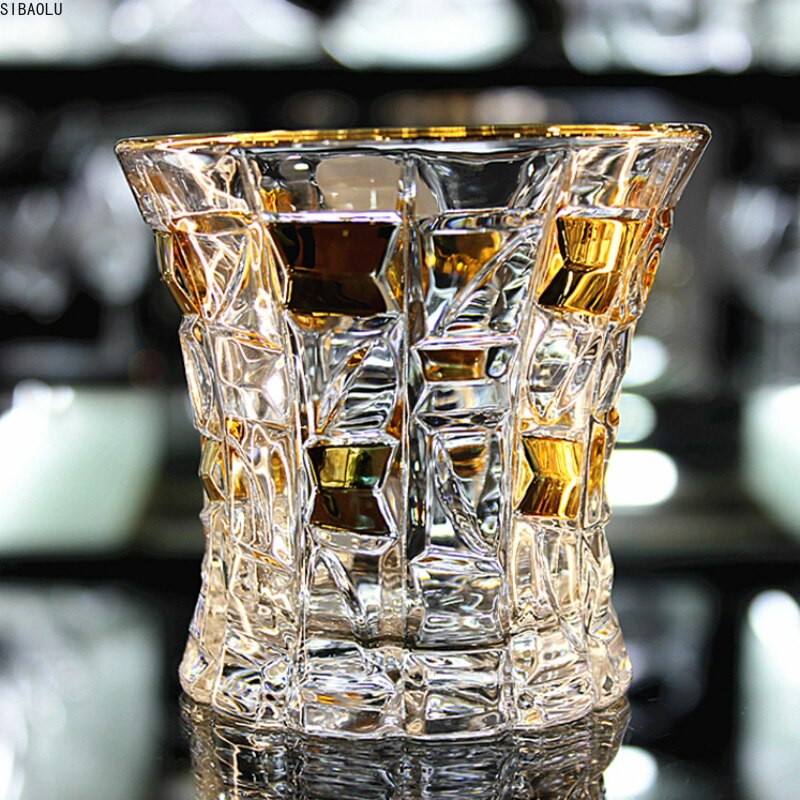 Tjekkisk boutique spor guld whisky glas krystal vin kop cann drikkeglas vaso gafas verre tjekkiske chivas vasos de cristal