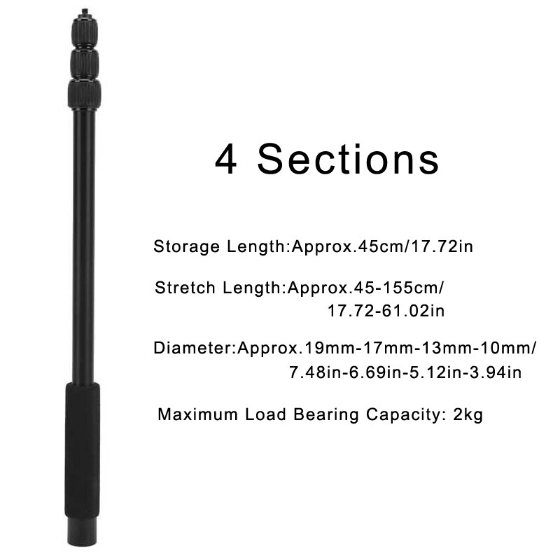 Mic Boom Arm Portable Soft Foam Handle Aluminium Alloy Microphone Stand Holder Boompole Mic Extension Arm with 1/4" Interface: 4 Section