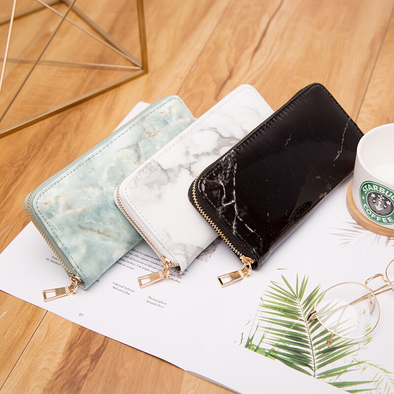 Portafogli da donna Casual portafogli borse da donna pochette in pelle verniciata in marmo Feminina borsa con cerniera per ragazze porta monete porta monete