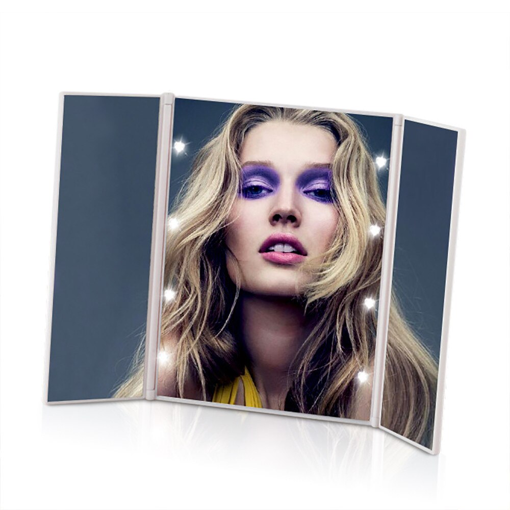 Makeup Vanity Mirror Portable LED Natural Light Three folding table mirror, LED light make-up mirror, three fold light mirror