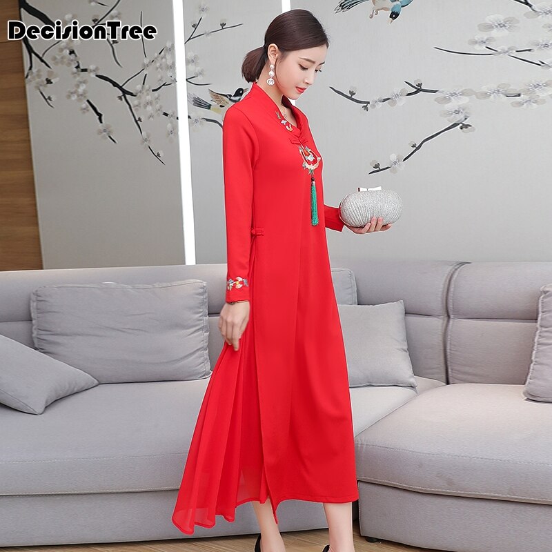 Chinese Dress women dress chinese classic embroidery cheongsam asian dresses qipao aodai female cheongsam dress