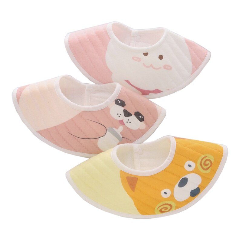 3pcs/lot Newborn Infant Baby Bids Adjustable Boys Girls Soft Breathable Cotton Animal Print Cute Feeding Bibs Baby Boy Stuff