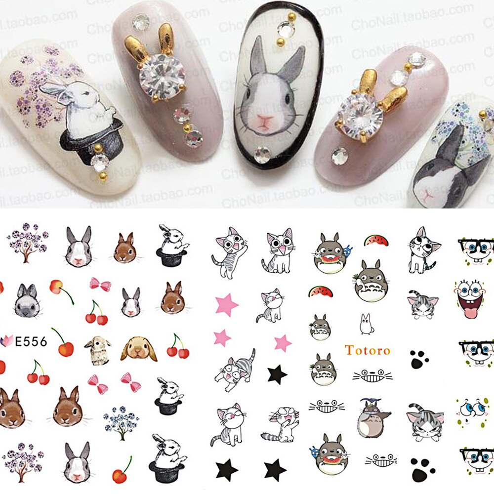 Nail Stickers Populaire Nail Stickers Warme Kleur Leuke Bunny Kat Serie Nail Water Stickers Nail Decal Nails