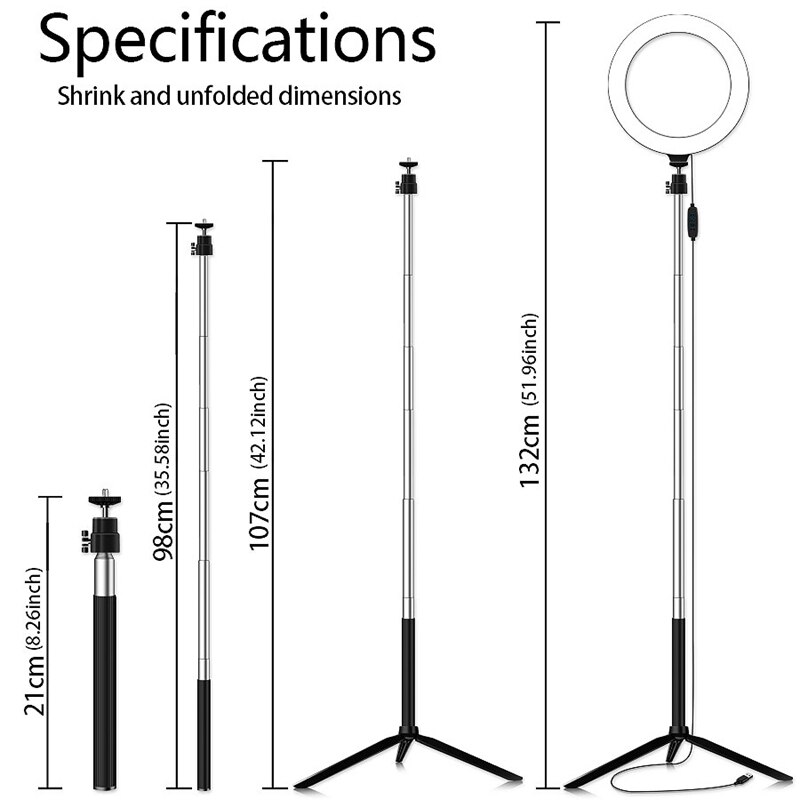 LED estudio anillo luz foto Video lámpara luz regulable trípode Selfie Cámara teléfono