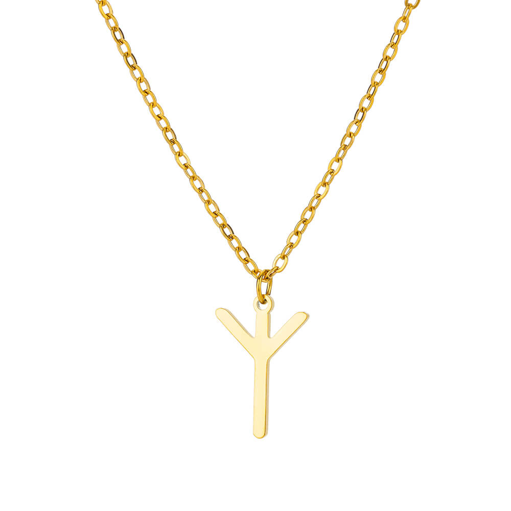 Pendentif runique nordique pour femme, collier de superposition rune viking, bijoux délicats minimalistes, breloque Futhlavabo Runes, pour personne âgée: Zinc bleu plaqué