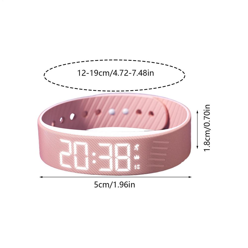 Orologio digitale con sveglia Sveglia vibrante Vibrazione silenziosa Sveglia Bracciale Smartwatch regolabile Orologio da polso: Colore rosa