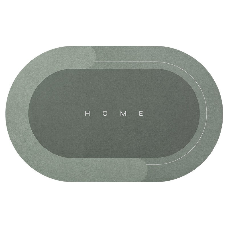 Super Absorberende Vloermat Sneldrogend Badkamer Tapijt Keuken Olie-Proof Napa Huid Bad Mat Moderne Eenvoudige Niet-slip Vloermatten: Oval Green / 50x80cm