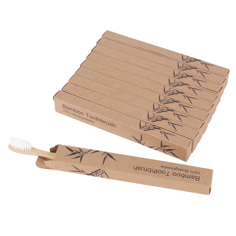10Pcs Milieuvriendelijke Hout Bamboe Tandenborstel Bamboe Fibre Houten Handvat Tandenborstel Whitening