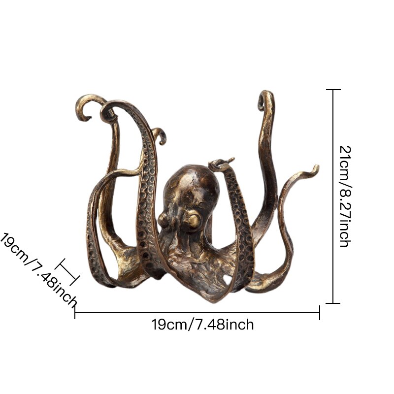 Octopus Statue Resin Octopus Sculpture Crafts Octopus Mug Holder Fun Cast Iron Cup Holder Jewelry Holder Desktop Home Decoration