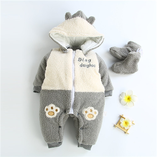Baby rompertjes + schoenen Overalls kids Sneeuw Wear Winter Jongen Meisje Kledingstuk Dikker Warm Pure Katoen Bovenkleding jas jas: 8 / 18m