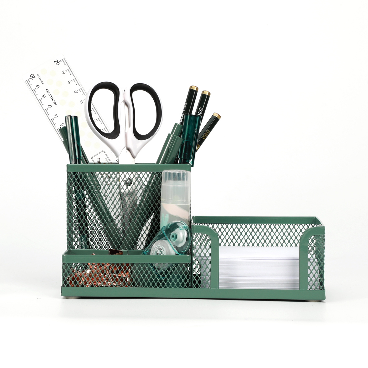 Mesh Desk Organizer Com Compartimento, Metal Office Storage Box, Suporte De Papelaria, Material De Escritório