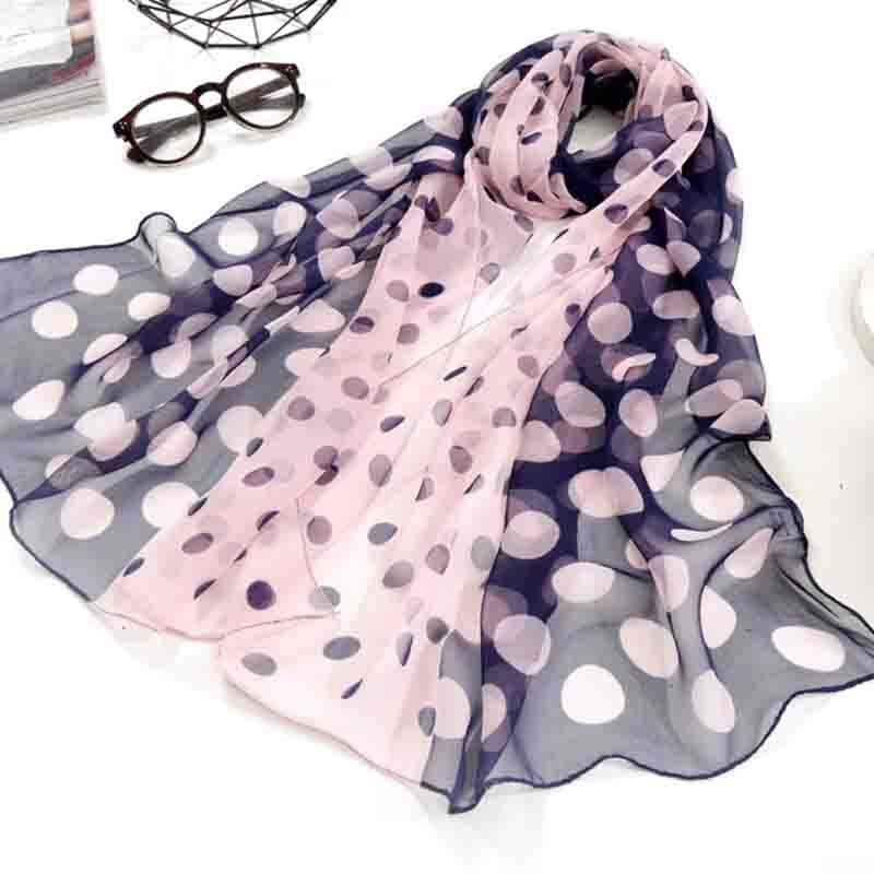 Spring Summer Autumn Women's Thin Silk Scarves Simulation Silk Wild Georgette Gradient Sunscreen Printing Multicolor Scarf A51