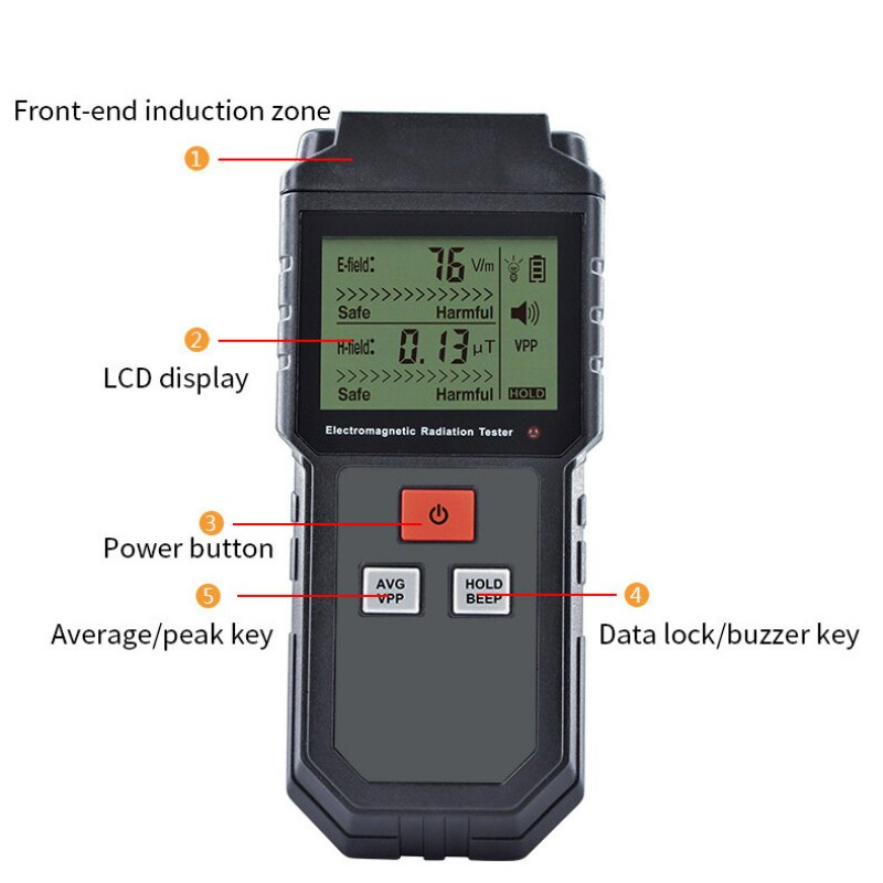 EMF Meter Electromagnetic Radiation Detector Handheld Digital Lcd Dosimeter Tester For Electric Field Radiation Ghost Meter