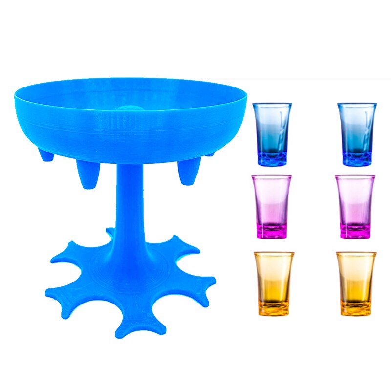 6 skuds glas dispenser holder bærer fest drikker skud briller komme fest i gang caddie spiritus dispenser bedst sælgende: Blå 6 stk farvebæger