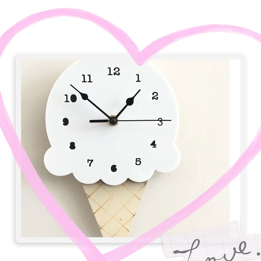 Cute Ice Cream Wall Clock Mute Kids Room Wall Clocks Baby Room Ornament Christmas Universal Home Decor