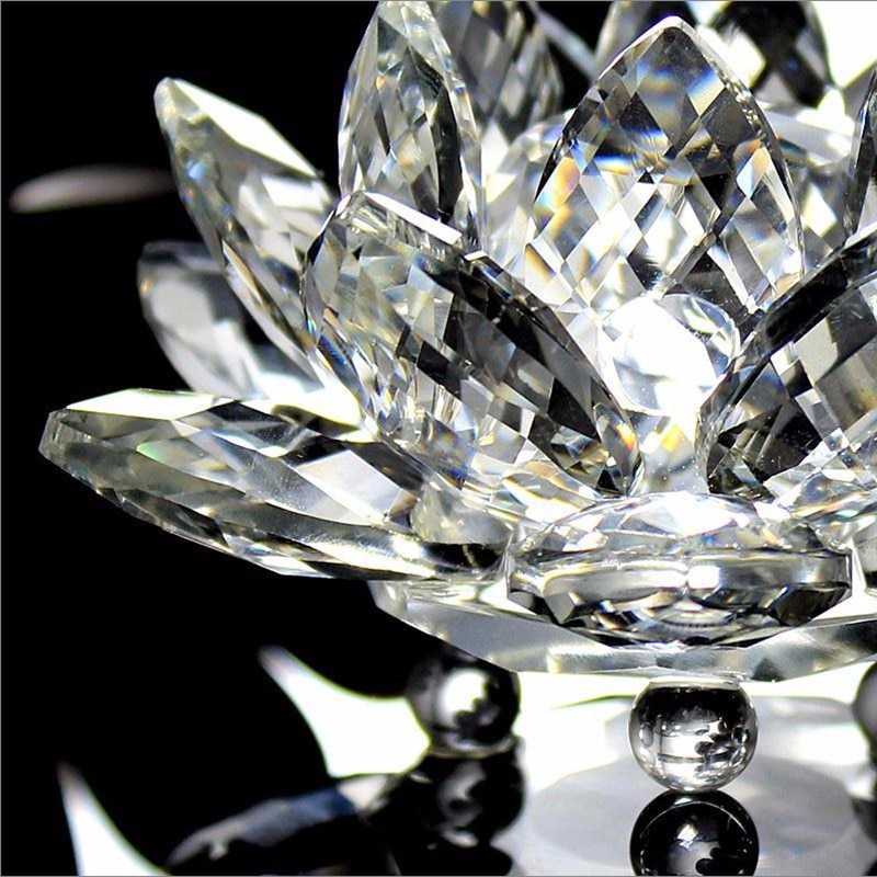 Artesanía de cristal de cuarzo de 80 mm con de flor de loto, pisapapeles de cristal, adornos Fengshui, figuritas para decoración del hogar, banquete de boda, de recuerdo.
