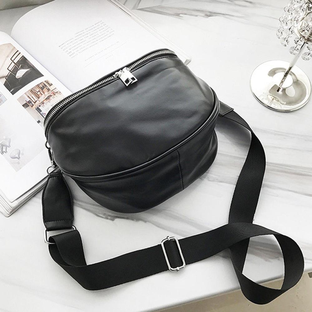 Newest Style Men Women PU Waist Bags Chain Black Solid Fanny Pack Travel Belt Purse Shoulder Bags Tote Waist Bag