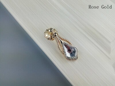 Rosa guld krom vedhæng krystal glas knopper møbelskuffe håndtag garderobe køkkenskabe skab kommode dør trækker knop: Rose guld