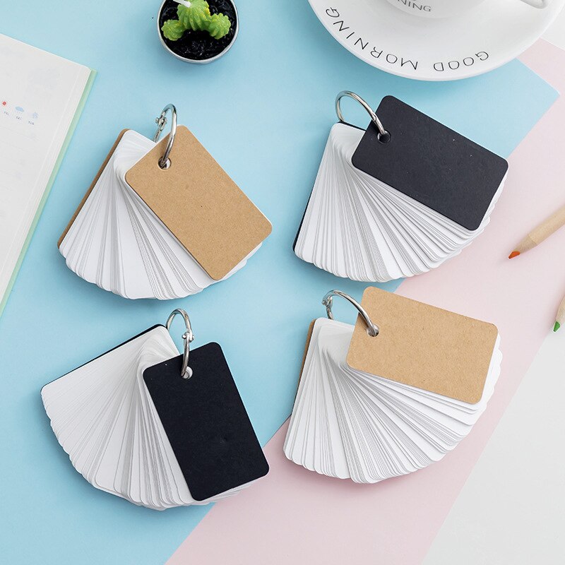 Cute Kraft Paper Mini Loose-leaf Notebook Student Portable Hand Book Ring Binder Kawaii Card Tearable Notepad Memo Pad Word Book