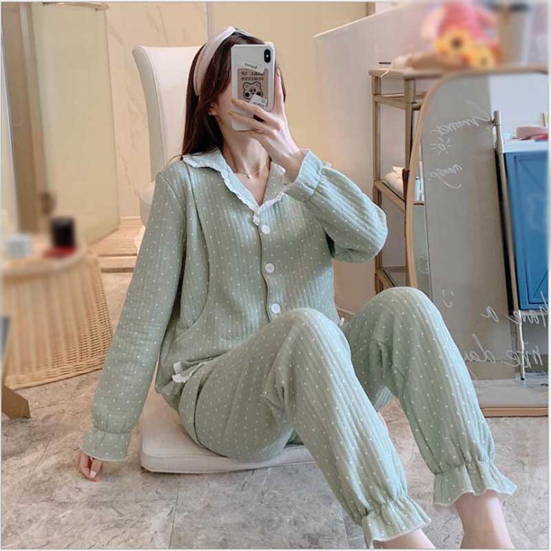 Winter Katoen Dikke Comfortabele Ademende Zwangere Vrouwen Borstvoeding Nachtkleding Fall Moederschap Pyjama Zwangerschap SleepwearX229
