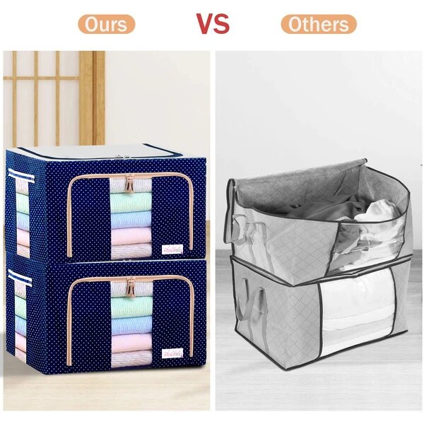 Oxford Cloth Storage Box Steel Frame Storage Box Waterproof Transparent Fabric Home Storage For Clothes Socks Underwear