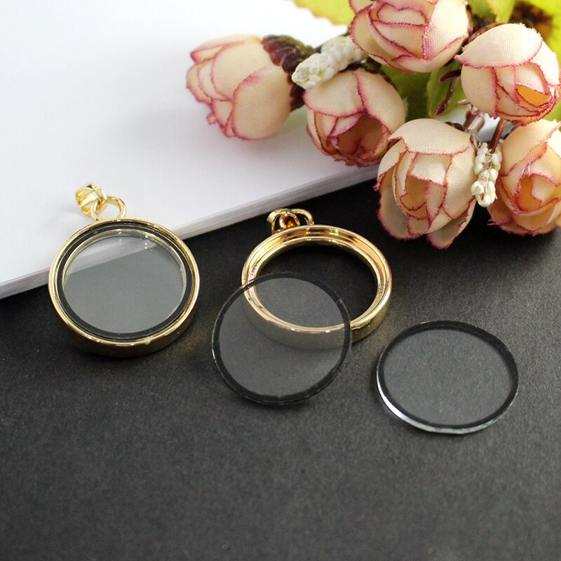 2PCS Medaillon Basis Einstellung Fit Mit 25mm Glas Cabochon Anhänger Diy Schmuck Finden Medaillon Halskette Anhänger: 28MM Round Gold